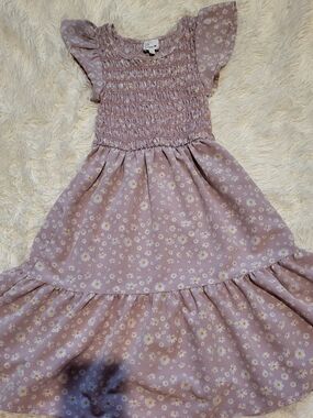 Heart and Arrow Girls' Floral Smocked Lavender Casual Dress Size 7 #0016